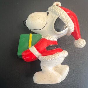 Snoopy Santa Claus Christmas 2 1/2" Ornament Gift Present vintage peanuts